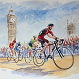 Stage 3 Tour de France 2014, London, watercolour sketch A3 approx. by Simon Taylor